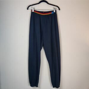 Aviator Nation Dark Gray Track Pants with Rainbow Waistband